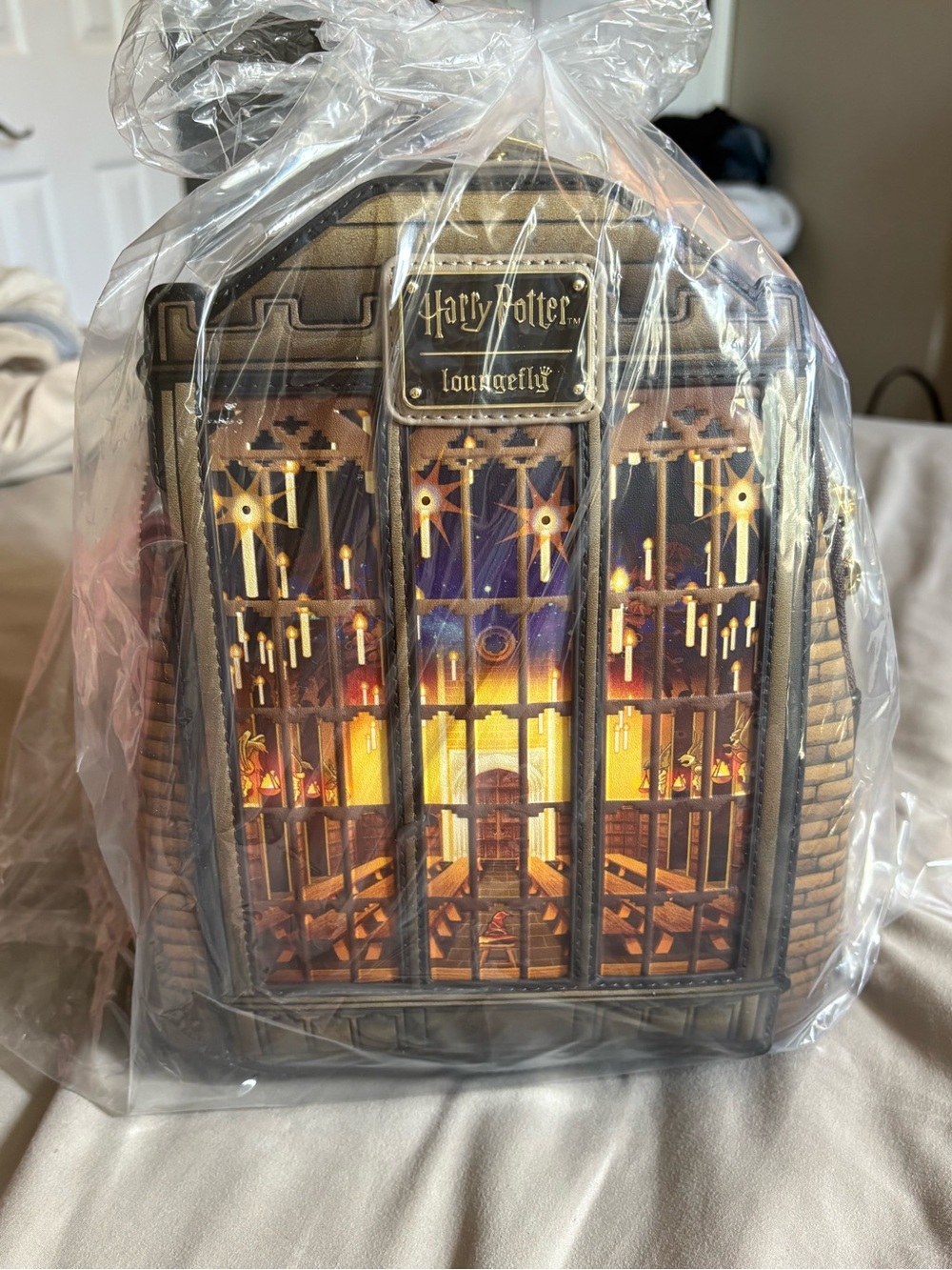 🔥Loungefly Harry Potter Great Hall Mini Backpack in Gold and Brown